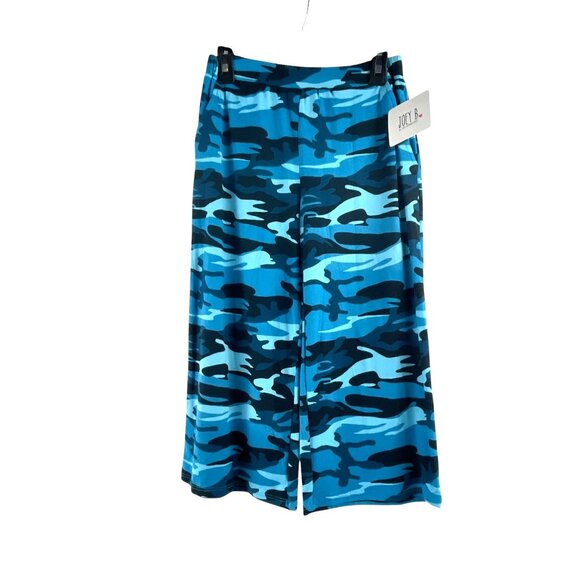 Joey B Camo Kids Culottes Pants Size M Blue Stretch Relaxed Fit Casual Lounge - Picture 1 of 8